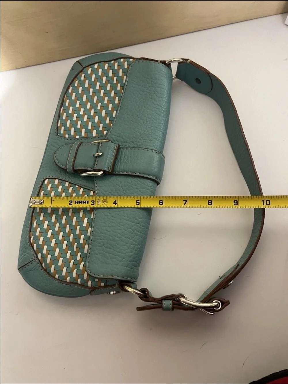 Michael Kors Teal Woven Shoulder Bag